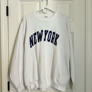John Galt White New York Crew Neck Sweatshirt